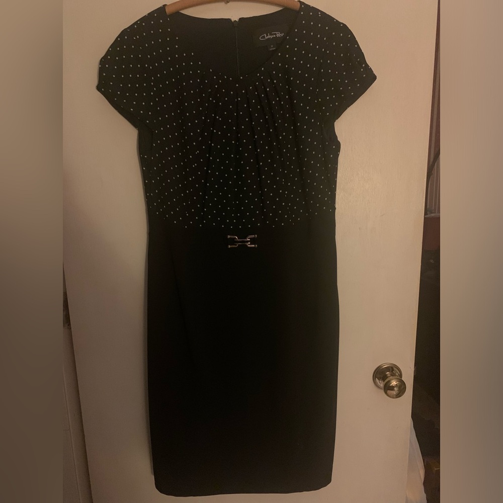 Chelsea Rose Slip Lined Black White Polka Dot Dress SZ 12 NWOT